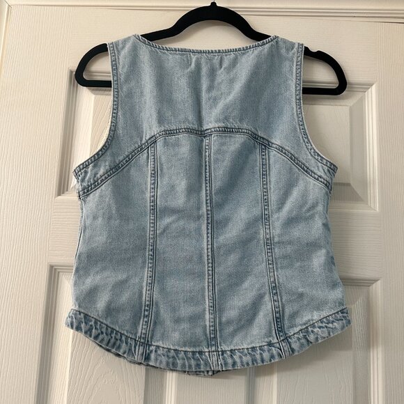 MADEWELL Light Denim Vest Tank Top Button Front Size 6 - Picture 4 of 9